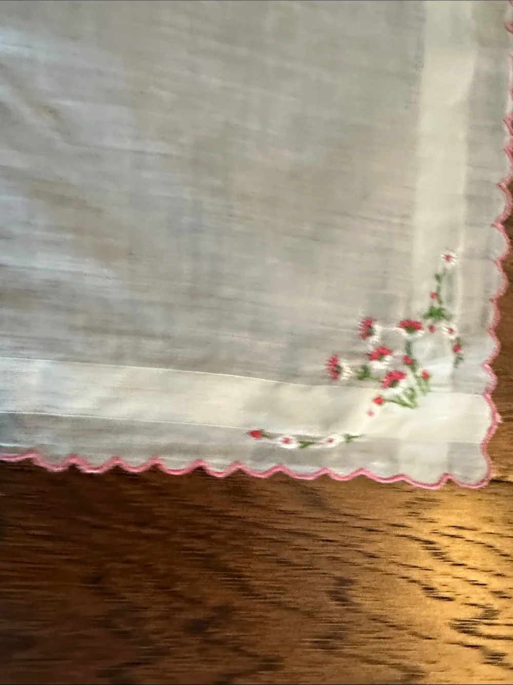 Vintage Set of 4 Embroidered Linen hankies with Yellow and Pink Accents